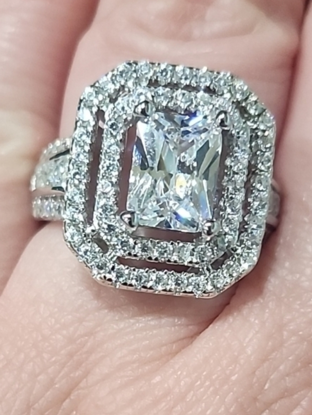 NWT JTV Rhodoium Over Sterling Silver Square Bella Luce Diamond Simulant Ring 5